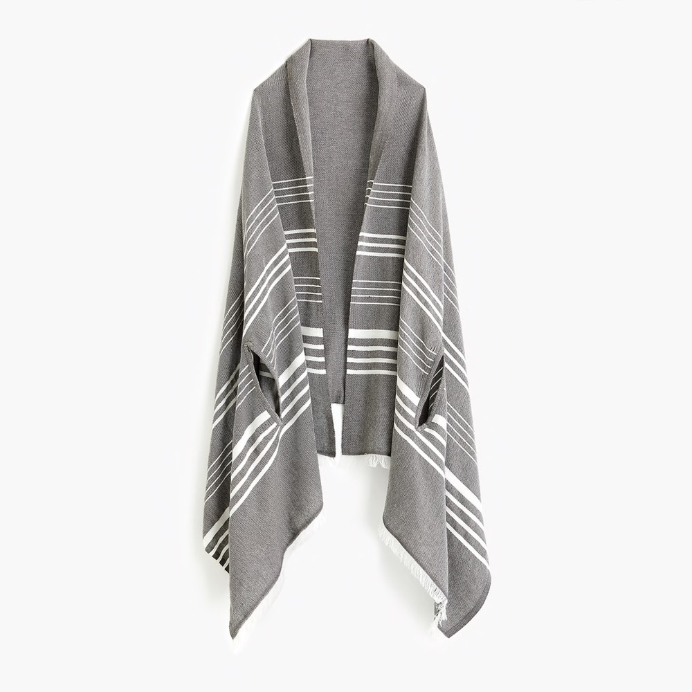 J. Crew Striped Cape Scarf | Charcoal